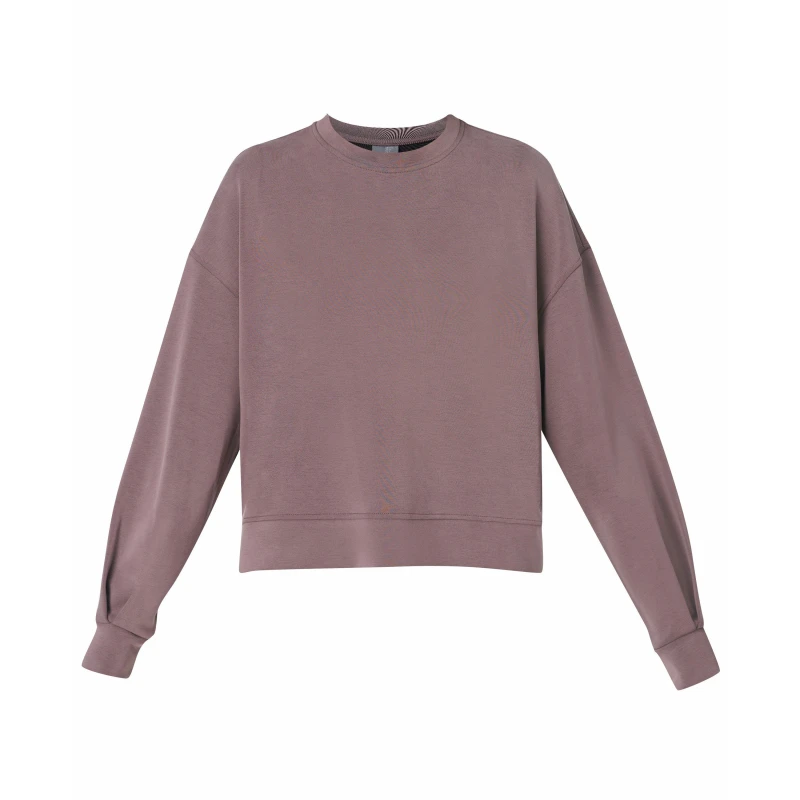 Image of Sweaty Betty Womens Contoured Fit Breathable Crew Sweatshirt sable brown female 14 (L)