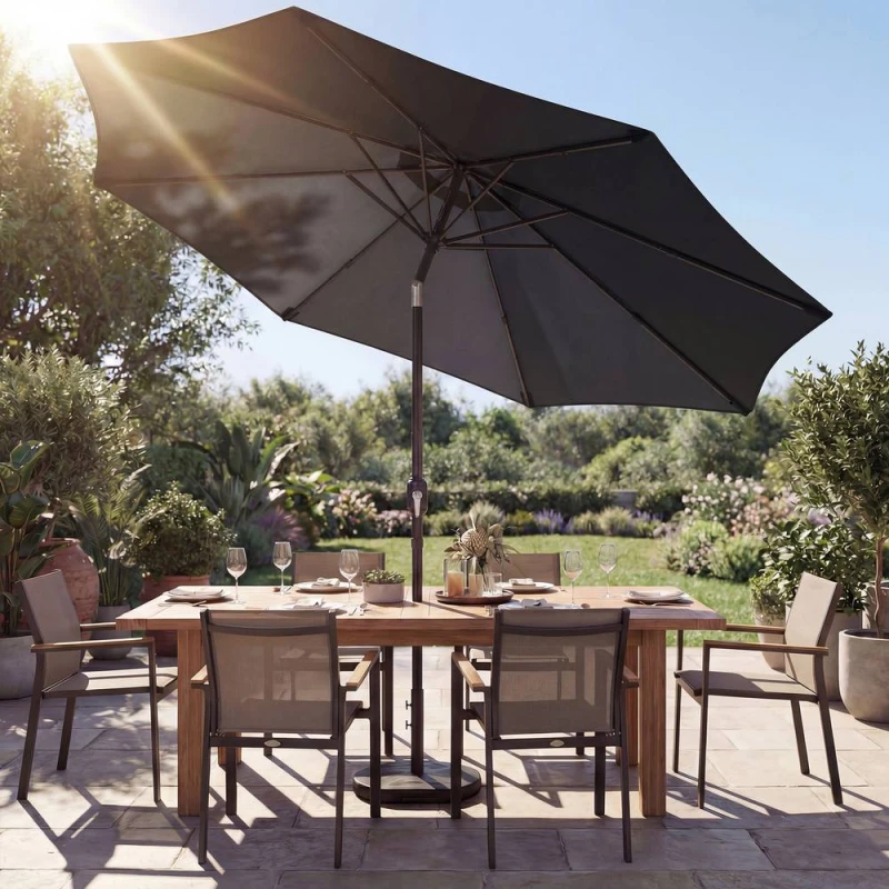 Image of OUTSUNNY 2.7 m Garden Parasol Umbrella with Cross Base, Sandbag in Black Size: 3m Black Unisex 3m