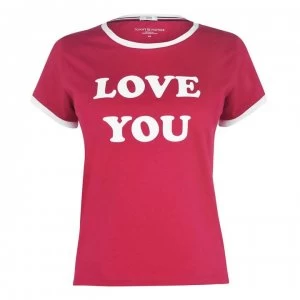 Image of Tommy Bodywear Love U Slogan T Shirt - Cerise