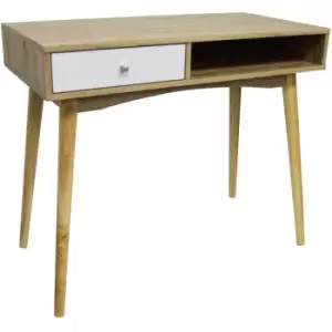 Image of INDUSTRIAL - 1 Drawer Office Computer Desk / Dressing Table - Oak / White - Oak / White