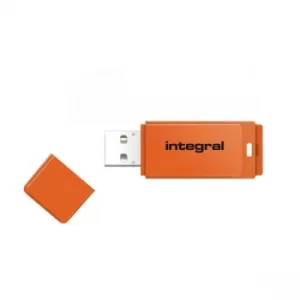 Image of Integral 8GB USB2.0 Memory Flash Drive (Memory Stick) Neon Orange