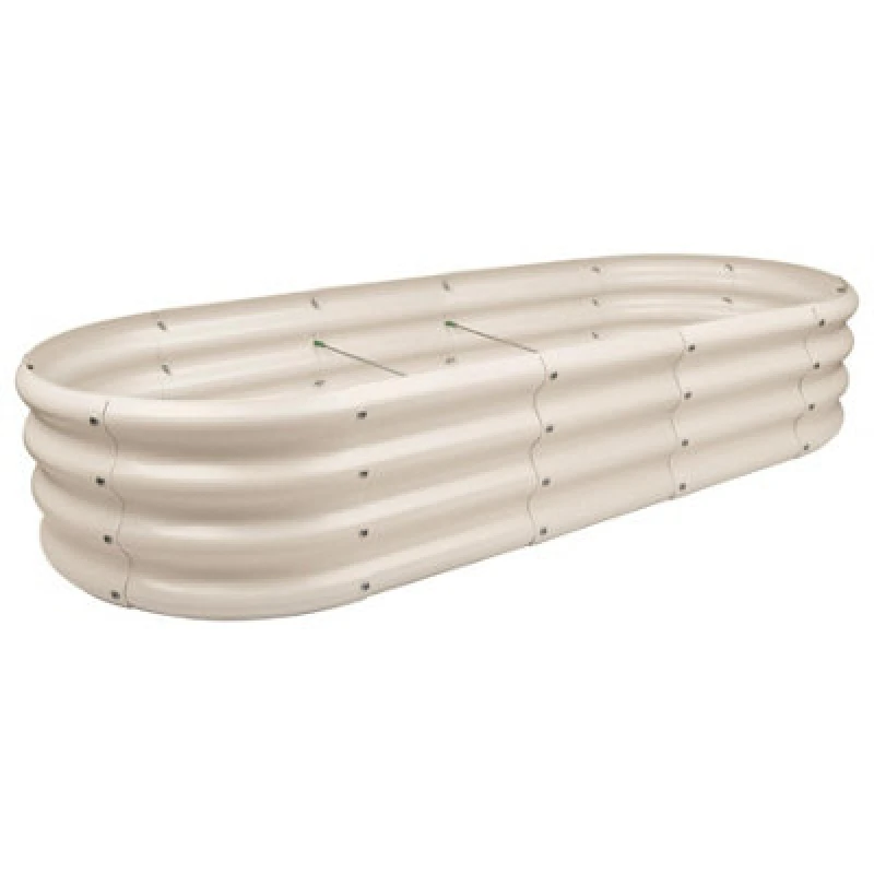 Image of Harbour Housewares Rounded Galvanised Steel Outdoor Raised Garden Bed Planter Large - 180Cm X 90Cm - Ivory