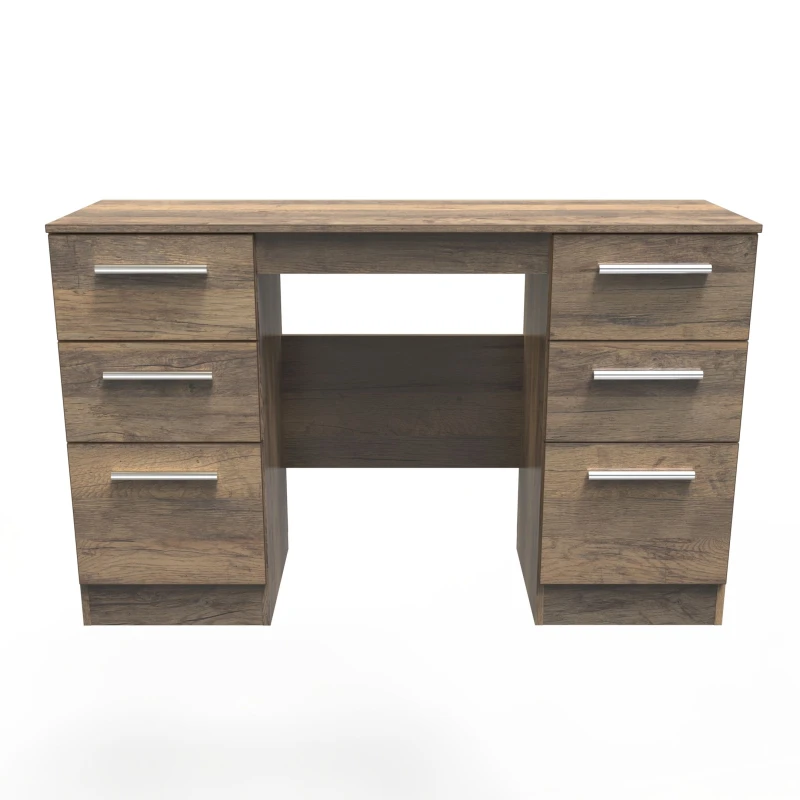 Image of Trent Double Pedestal Desk In Vintage Oak (Ready Assembled)