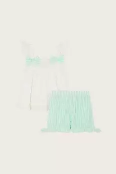 Image of Baby Check Broderie Vest and Shorts Set