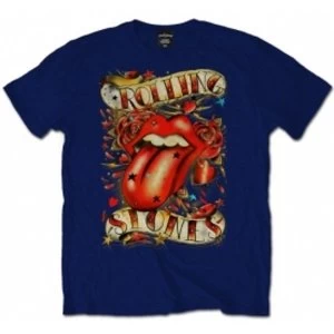 Image of Rolling Stones Tongue & Stars Navy Mens T Shirt: Medium