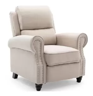 Image of DUXFORD LINEN FABRIC PUSHBACK RECLINER ARMCHAIR SOFA OCCASIONAL CHAIR[Beige,RC1-2070-030-040-BEI,Fabric]