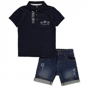 Image of Firetrap 2 Piece Shorts Set Infant Boys - Mid Wash