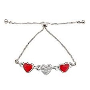 Image of Jon Richard Silver Plated Made with Swarovski Red Dancing Heart Bracelet
