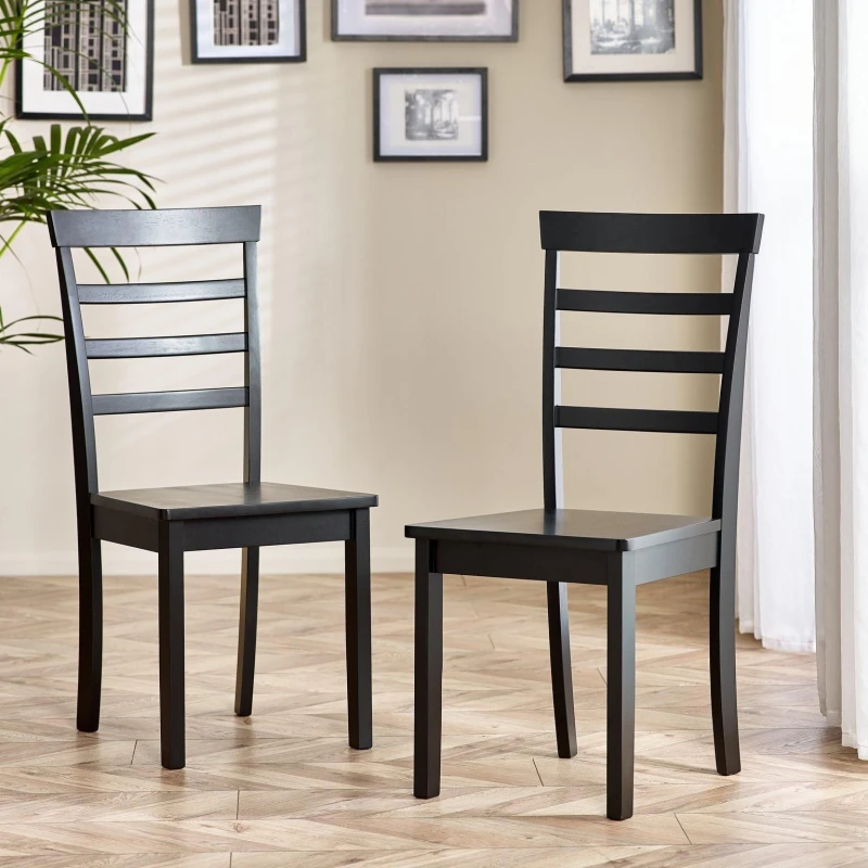 Image of FurnitureboxUK FurnitureboxUK Set of 2 Whitby Solid Wood Dining Chairs With Oak Colour Seat in Black One Size Unisex 5056542693069