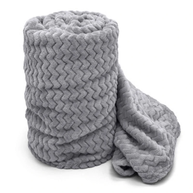 Image of Velosso Cosy Touch Chevron Pattern Faux Mink Throw Blanket - Luxurious Feel, High-Quality Weave For Sofa, Bed - 127Cm X 152Cm - Silver
