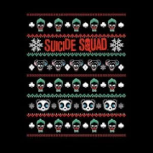 Image of DC Suicide Squad Knit Pattern Womens Christmas Sweatshirt - Black
