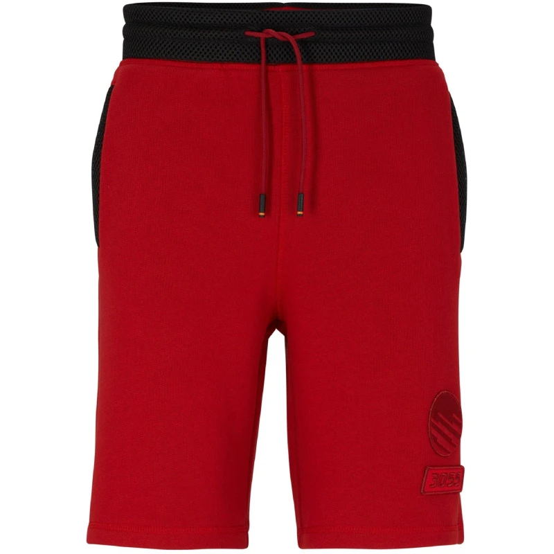 Image of Boss Mens Serace Fleece Jogger Shorts Bright Red male S