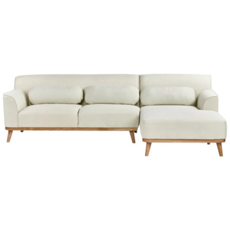 Image of Beliani Corner Sofa 3 Seater Simos Fabric Off-White Left Hand