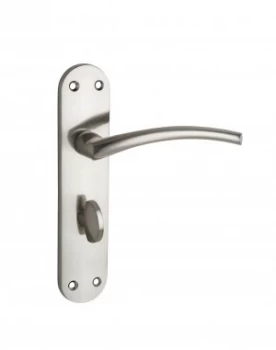 Image of Wickes Dante Bathroom Door Handle - Satin Nickel 1 Pair