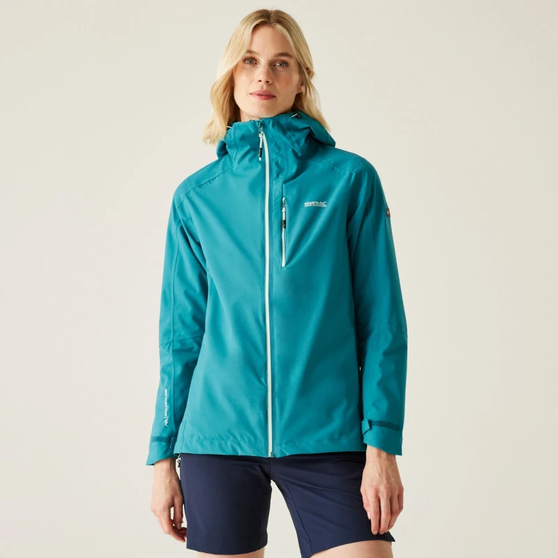Image of Regatta Womens Birchdale Waterproof Hooded Shell Jacket in Turquoise Size: 10 Turquoise Female 10