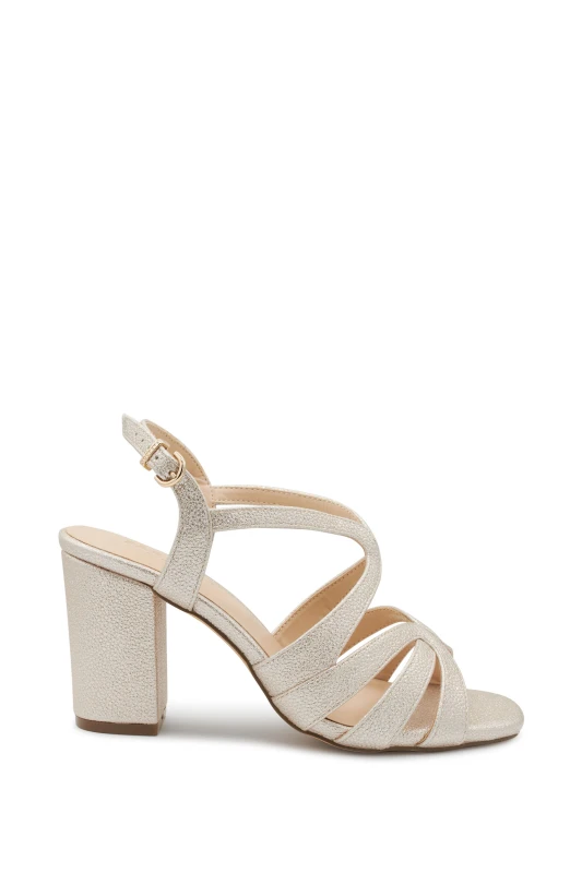 Image of Paradox London 'Natalia' Glitter Block Heel Sandal Nude