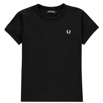 Image of Fred Perry Junior Boys Small Logo T Shirt - Black