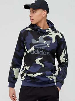 Image of adidas Originals Trefoil Camo Hoodie - Black/Camo, Black Camo, Size S, Men