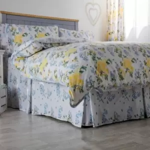 Image of Belledorm Arabella Country Dream Fitted Valance (Double) (White/Blue/Lemon)