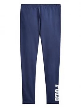 Image of Ralph Lauren Girls Side Logo Leggings - Navy