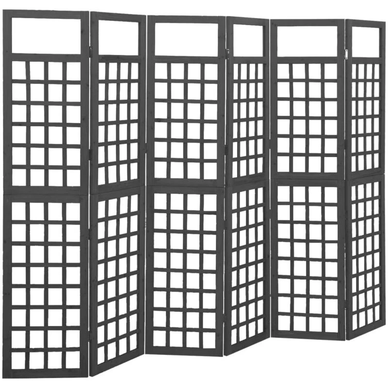 Image of VIDAXL 6-Panel Room Divider/Trellis Solid Fir Wood Black 242.5x180cm Vidaxl 8720286452684