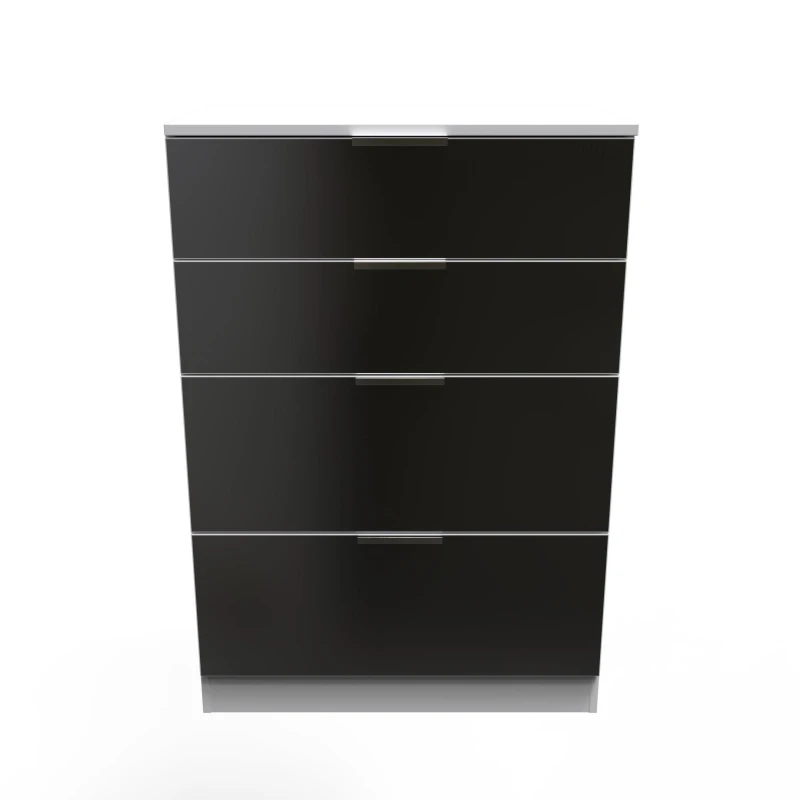 Image of Poole 4 Drawer Deep Chest In Black & White (Ready Assembled)