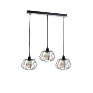Image of Soho Bar Pendant Ceiling Light Wood, 65cm, 3x E27