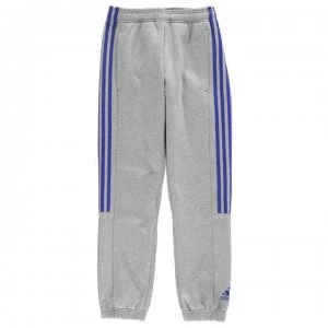 Image of adidas 3 Stripe Fleece Pants - MedGrey/Blue