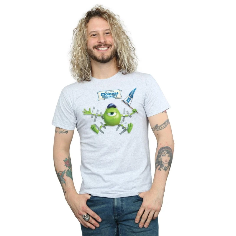 Image of Disney Men Monsters University Taped Mike T-Shirt in Grey Size: Small Grey S Male 5057972613559