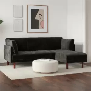 Image of Clair Velvet Sprung Seat Sectional Sofa Black