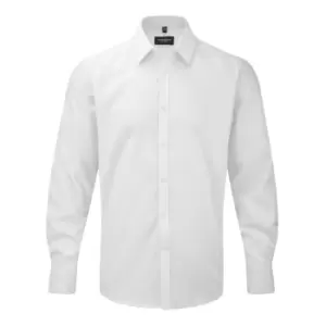 Image of Russell Mens Herringbone Long Sleeve Work Shirt (19.5) (White)