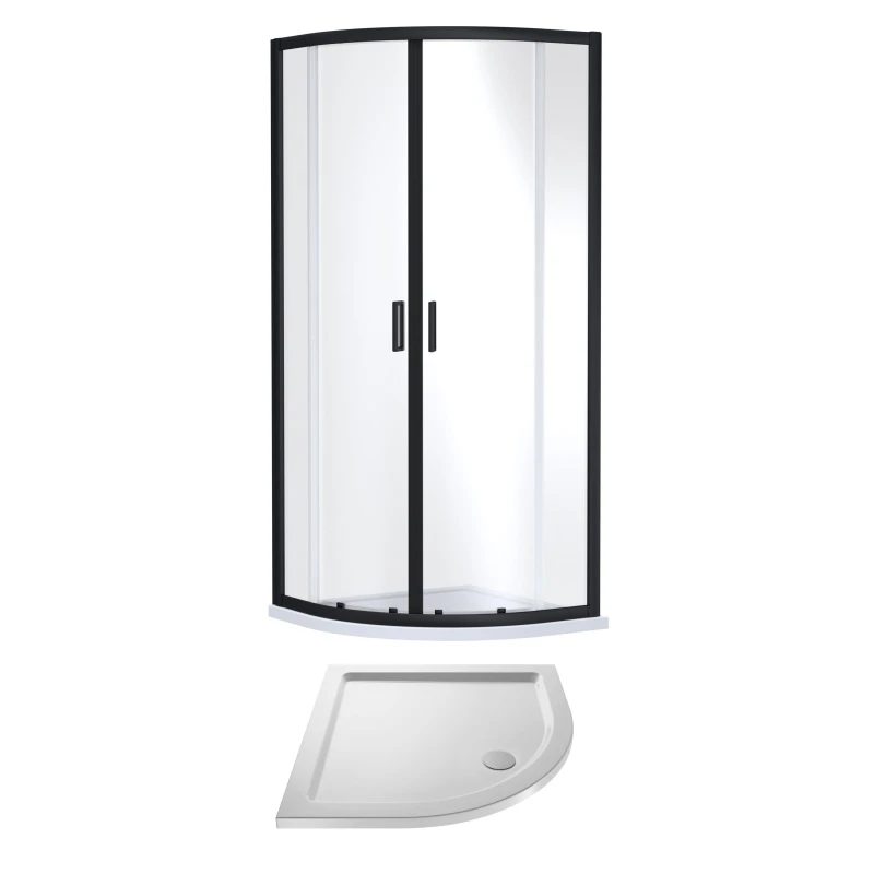 Image of Balterley Quadrant Shower Enclosure Resin Shower Tray 900mm Matt Black White White