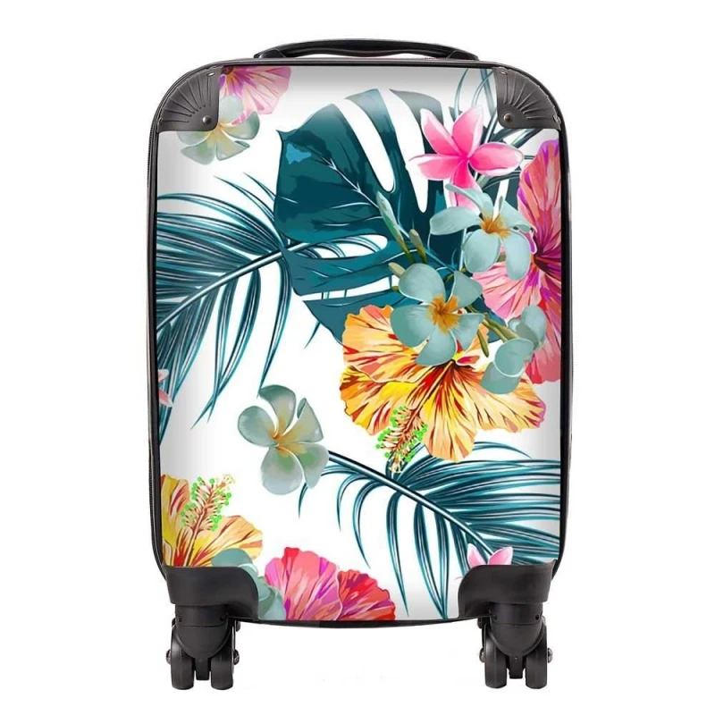Image of Warren Reed - Designer Spring Summer Flowers Suitcase in Green Size: Medium Green Unisex Medium