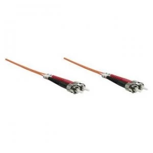 Image of Intellinet Fibre Optic Patch Cable Duplex Multimode ST/ST 50/125 m OM2 5m LSZH Orange Fiber Lifetime Warranty