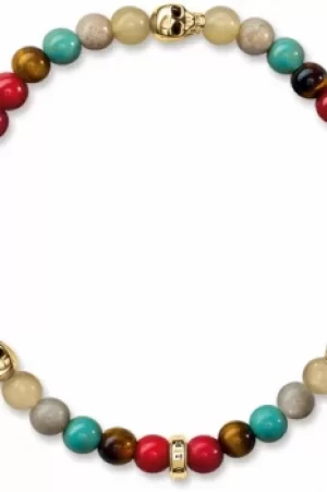 Image of Thomas Sabo Sterling Silver COLOURFUL WITH SKULL GOLD BRACELET A1512-882-7-L17