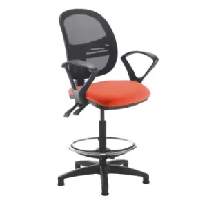 Image of Dams MTO Jota Mesh Back Draughtsmans Chair with Fixed Arms - Lombok Green