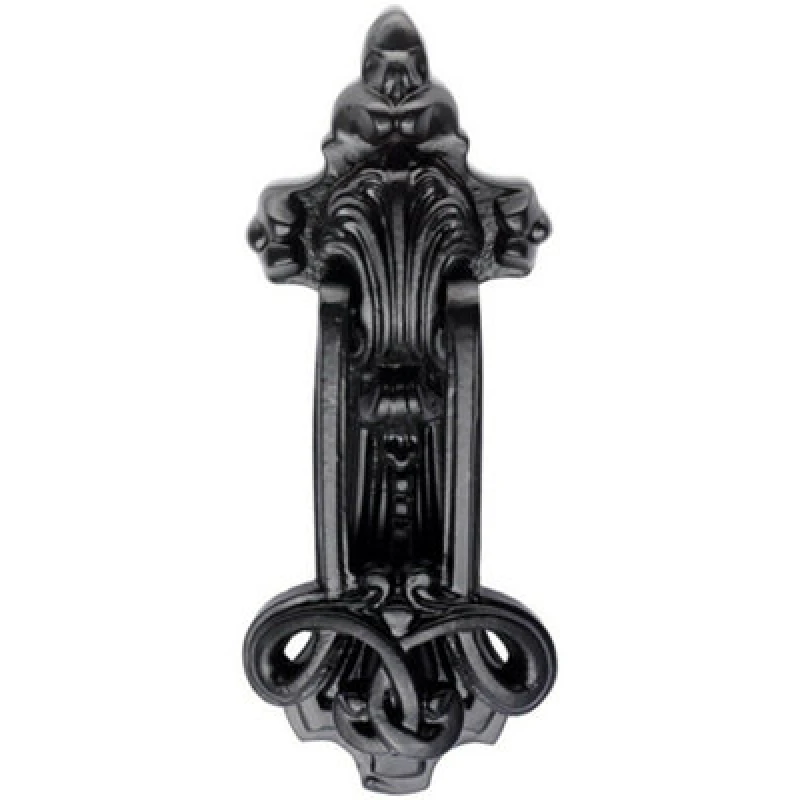 Image of Loops Ornate Front Door Knocker 165mm Fixing Centres 210 x 85mm Black Antique Black