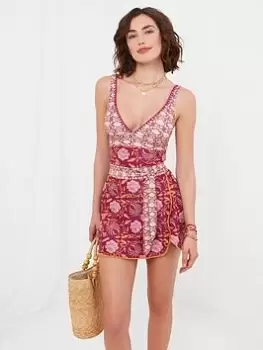 Image of Joe Browns Mexicano Boho Swim Skirt / Brief -raspberry Multi, Pink, Size 10, Women