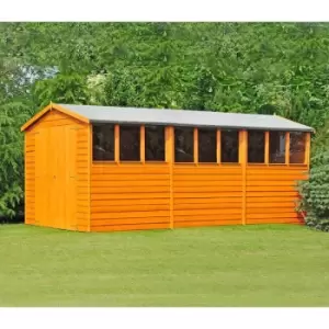 Image of Overlap 10' x 15' Dip Treated Apex Shed Double Door with Windows