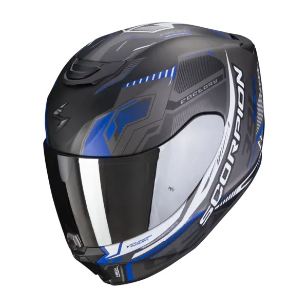 Image of Scorpion Exo-391 Haut Matt Black-Silver-Blue Full Face Helmet Size L