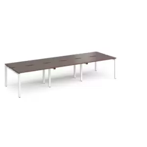 Image of Dams Adapt triple back to back desks 3600mm x 1200mm - white frame, walnut top