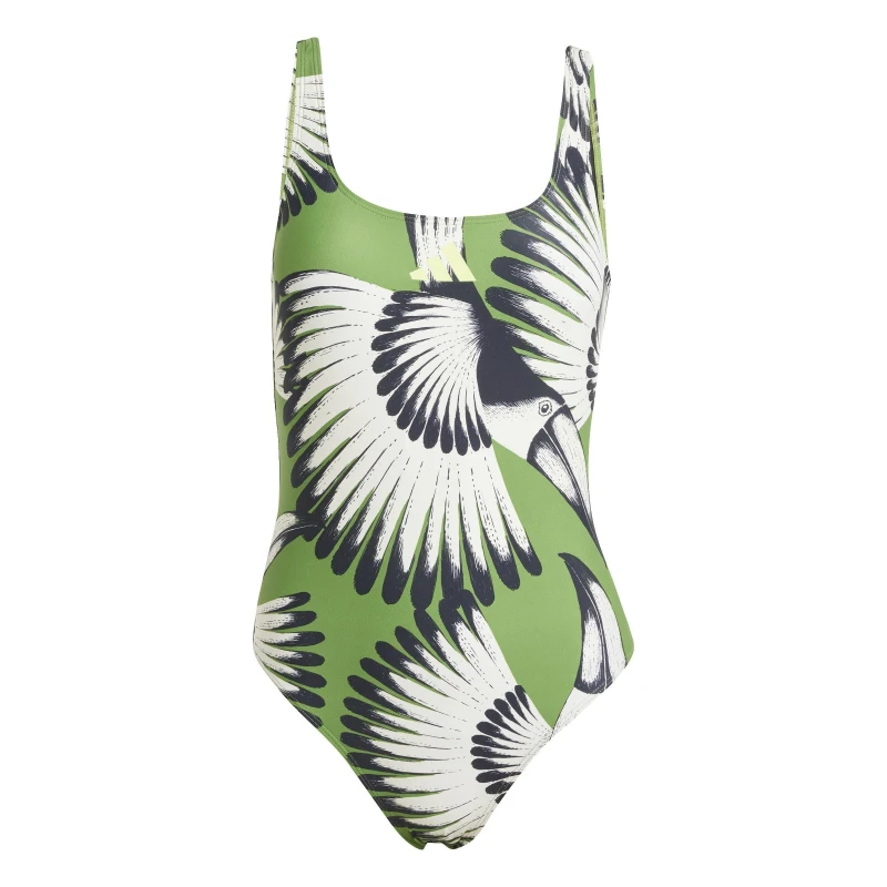 Image of adidas adidas x FARM 3-Stripes Swimsuit Womens Green Bold female 8 (XS)