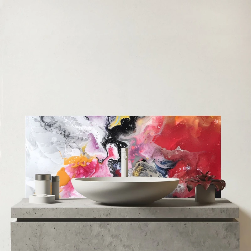 Image of Warren Reed - Designer Colour Cascade Glass Bathroom Splashback Multicolor Unisex