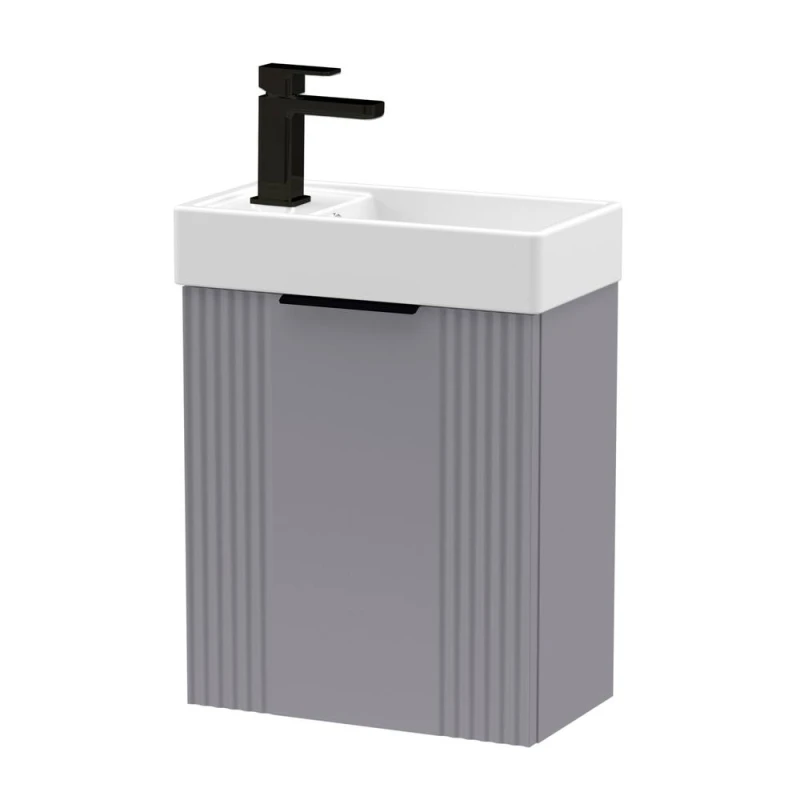 Image of Balterley Grey 400mm Wall Hung Vanity Unit with Black Handle Grey Unisex