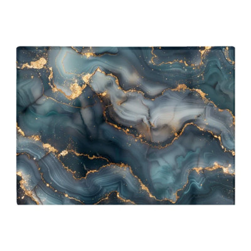 Image of Warren Reed Designer Blues And Gold Marble Effect Chopping Board