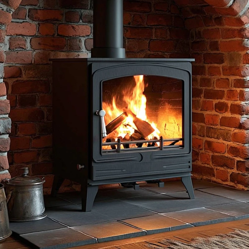 Image of RoyalFire 8.5kW Steel Eco Solid Multifuel Wood Burning Stove Dark Grey