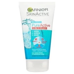 Image of Pure Active 3in1 Clay Mask Scrub Wash Oily Skin 150ml