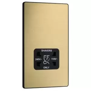 Image of BG Evolve Brushed Brass Dual Voltage Shaver Socket - 115-240V