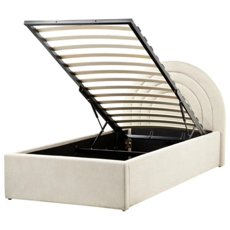 Image of Beliani Kids Ottoman Bed Fabric Anet 90 X 200 Cm (Eu Single) Beige