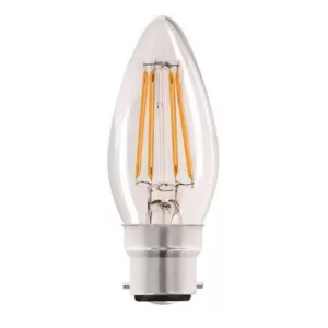 Image of Status 4W=40W 470 lumens Filament LED Clear Candle Bulb with Small Bayonet Cap - Warm White